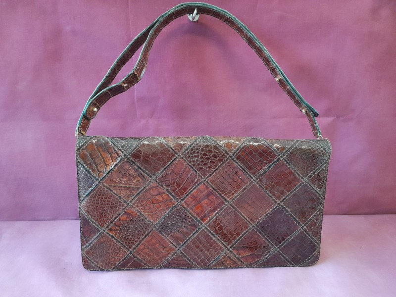 Vintage Clutch in patchwork slangenleder